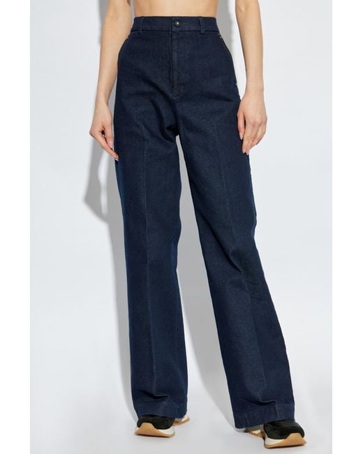 Moncler Blue High-Waisted Wide-Leg Jeans