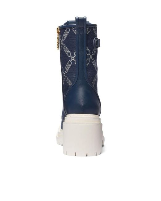 Michael Kors Blue Hanley Chunky-Sole Combat Boots