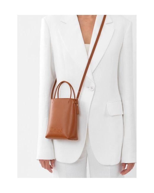 Chloé Brown Chloé Sense Micro Tote Bag
