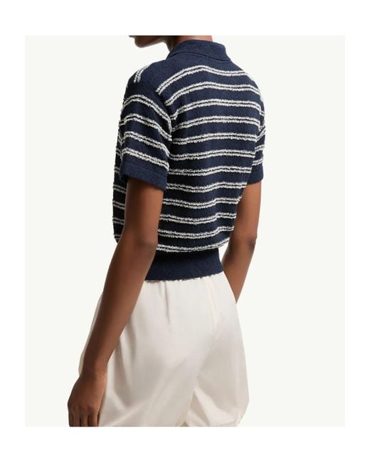 Moncler Blue Striped Short-Sleeved Polo Shirt