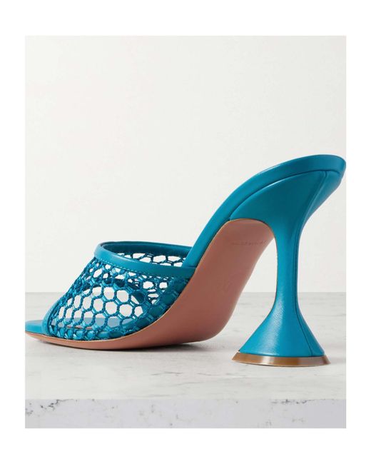 AMINA MUADDI Blue Lupita Fishnet High Heel Sandals