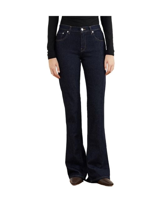 Haikure Blue Solid-Color Slim-Leg Jeans