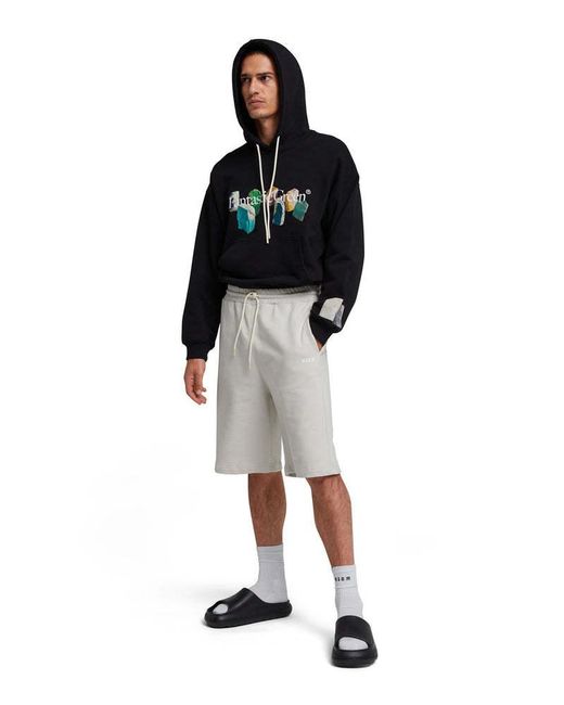 MSGM Black Slogan-Print Organic-Cotton Hoodie for men