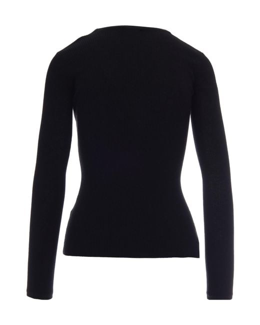 Elisabetta Franchi Black Rib Knit Cardigan