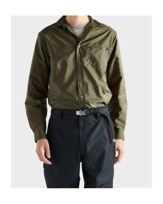 Prada Green Long-Sleeved Button-Up Shirt for men