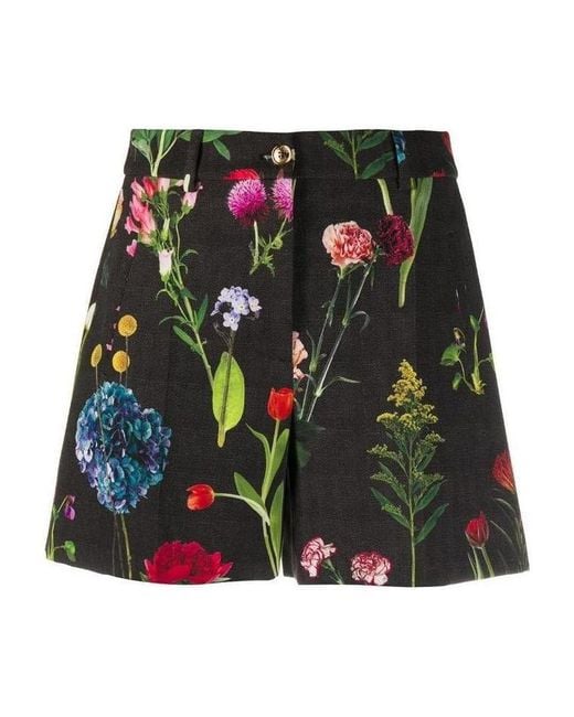 Moschino Green Floral Print Shorts