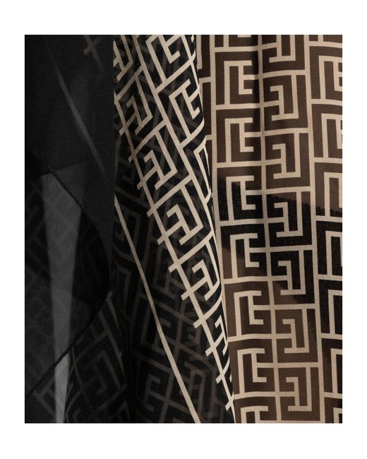 Balmain Black Monogram Sheer Poncho Beachwear
