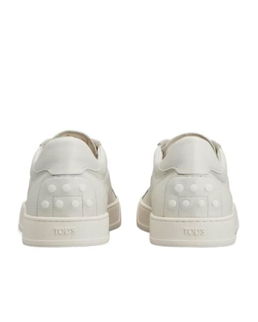 Tod's White Round Toe Lace-Up Sneakers for men