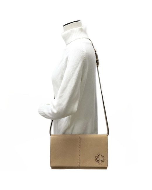 Tory Burch Natural Logo Plaque Shoulder Bag