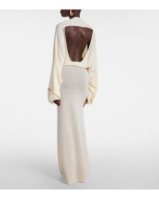 AYA MUSE White Open-Back Sheer Maxi Dress