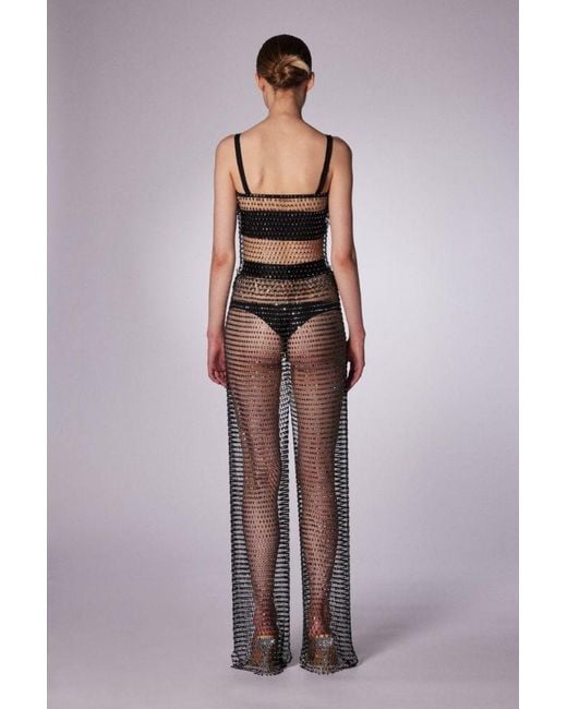 ROTATE BIRGER CHRISTENSEN Gray Crystal-Embellished Trousers