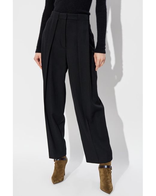 Balmain Black Pleated Grain De Poudre Trousers