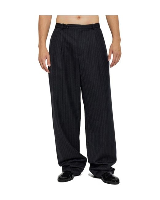 Jil Sander Blue Pinstripe-Pattern Trousers for men