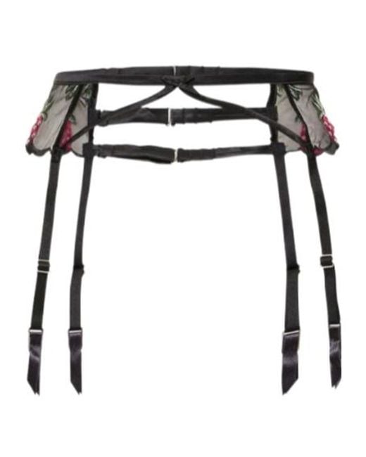 Fleur du Mal Black Bondage Pineapple Suspender Belt