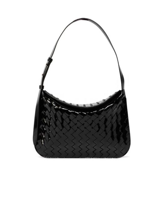Bottega Veneta Black Flap Woven Leather Shoulder Bag