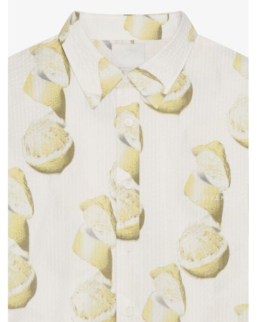 Givenchy White Lemon Print Short-Sleeved Shirt for men