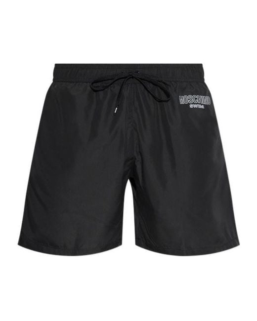Moschino Black Drawstring Swim Trunks for men