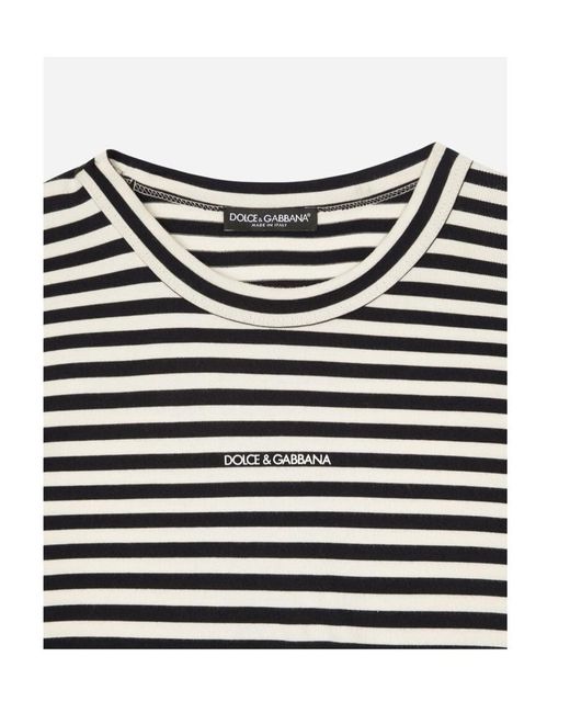 Dolce & Gabbana Black Striped Crewneck T-Shirt for men