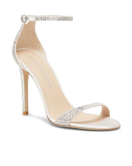 Stuart Weitzman White Round-Headed High-Heeled Sandals
