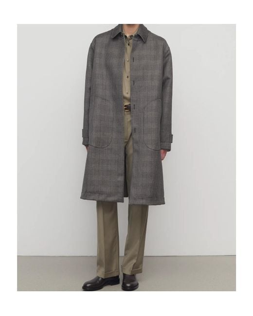 The Row Gray Wool-Silk Check Coat