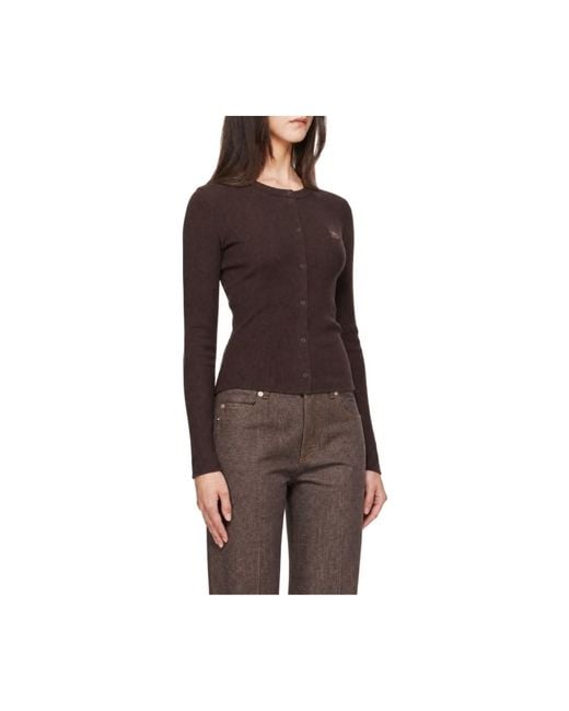 Maison Kitsuné Brown Baby Fox Ribbed Cardigan