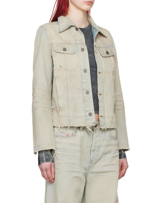 DIESEL White De-Bonny-S1 Frayed-Edge Denim Jacket