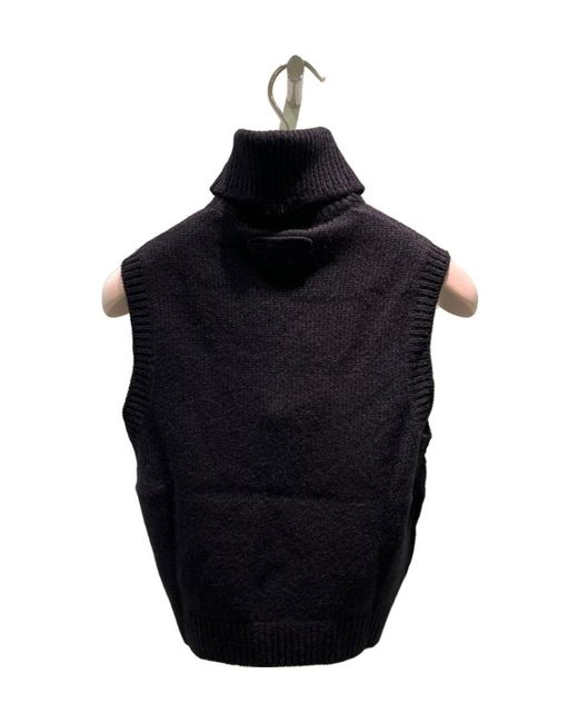 Prada Black Roll-Neck Sleeveless Knitted Vest