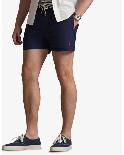 Polo Ralph Lauren Blue Logo Embroidered Drawstring Swim Bottoms for men