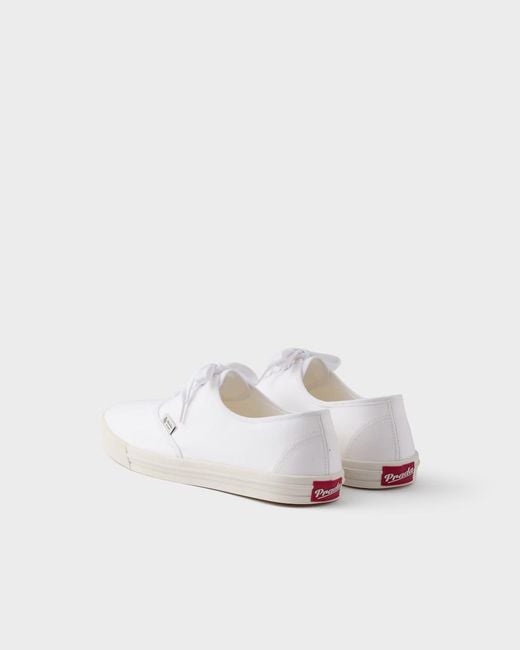 Prada White Drill Lace-Up Sneakers for men