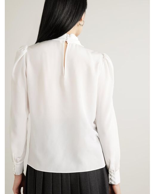Alessandra Rich White Pleated Turtleneck Shirt