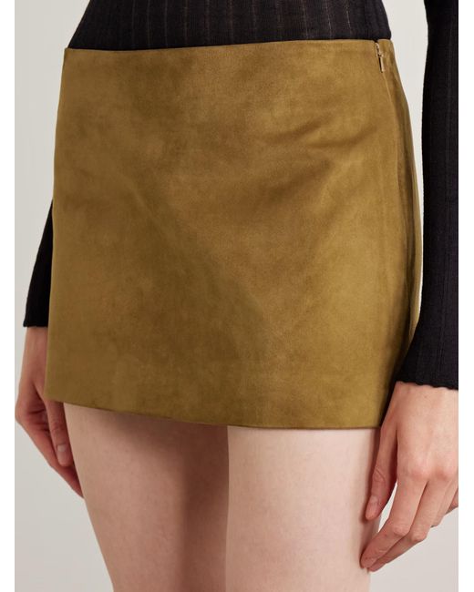Khaite Natural Jett Suede Mini Skirt