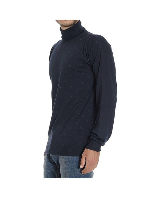Armani Collezioni Blue High-Necked Pullover for men