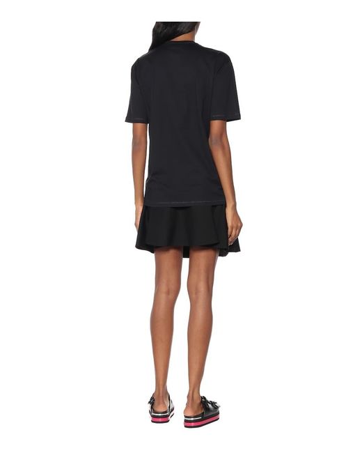 McQueen Black T-Shirt With Round Neck And Short Sleeves