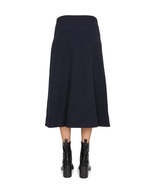 Jil Sander Blue High-Waisted Flared Skirt