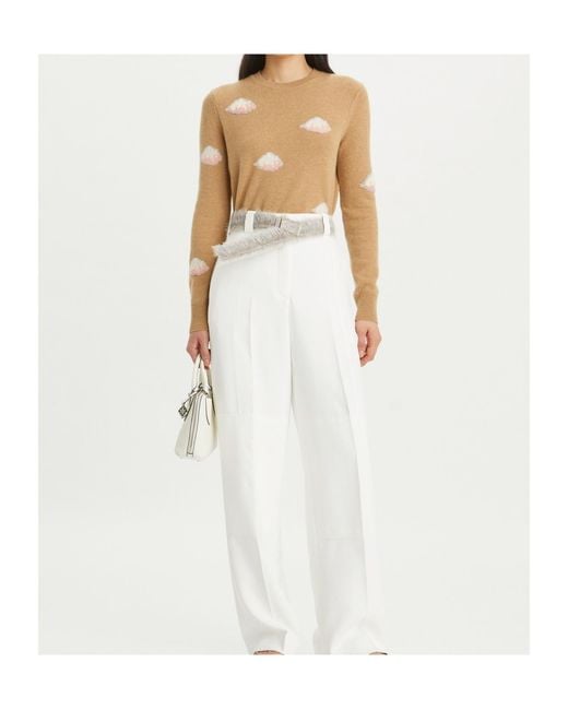 Tory Burch Natural Cashmere Round-Neck Sweater