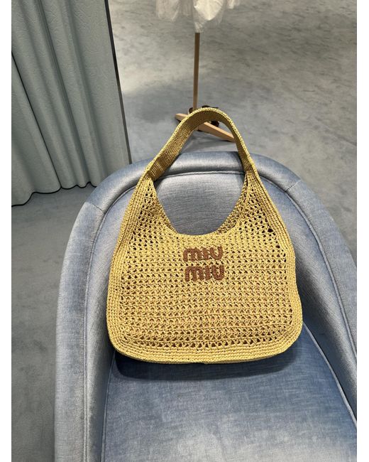 Miu Miu Metallic Logo Appliquéd Top Handle Bag