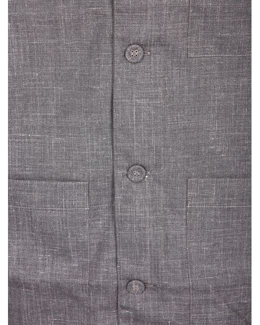 Officine Generale Gray Officine Générale Textured Button-Front Shirt for men
