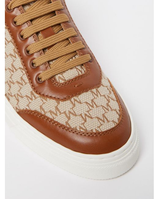 Max Mara Brown Jacquard-Knit Monogram Sneakers