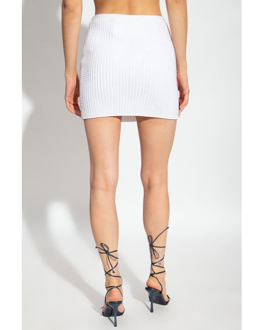 Alexander Wang White Crystal-Embellished High-Waist Skirt