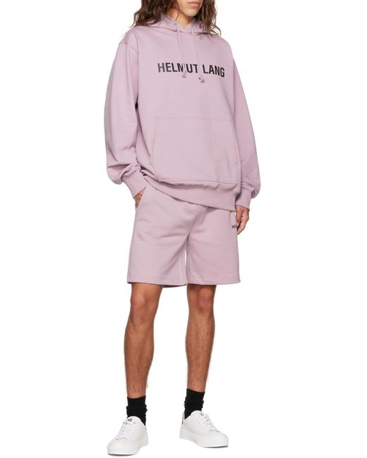 Helmut Lang Pink Logo-Print Cotton Hoodie for men
