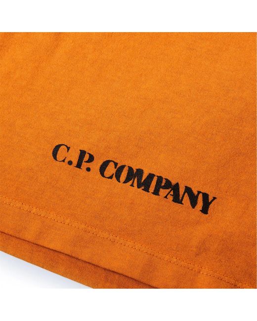 C P Company Orange Logo Crew Neck T-Shirt for men