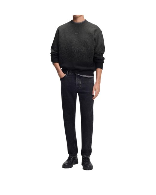 Boss Black Gradient Speckle Crew Neck Knit Sweater for men