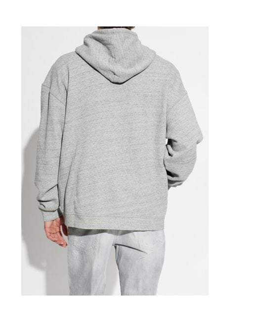 DSquared² Gray Logo-Embroidered Drawstring Hoodie for men
