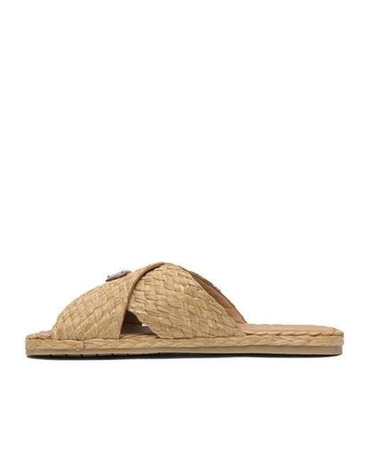 Prada Brown Woven Flat Slide Sandals for men