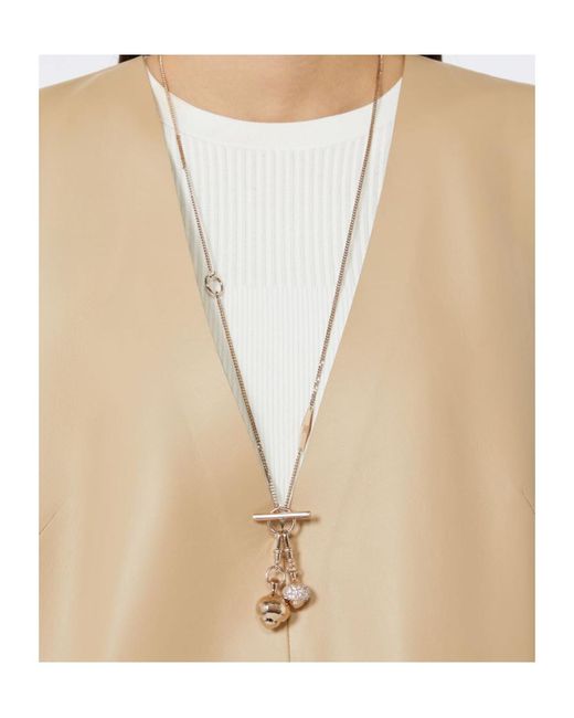 Max Mara White Long Necklace With Pendants