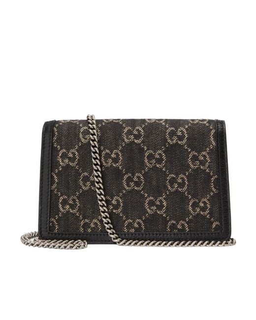 Gucci Black Dionysus Series Gg Super Mini Shoulder Bag