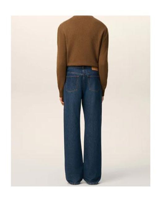 AMI Blue Logo Patch Straight Leg Jeans for men