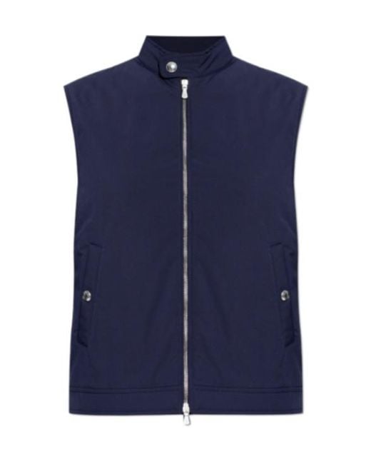 Eleventy Blue Stand Collar Quilted Vest for men