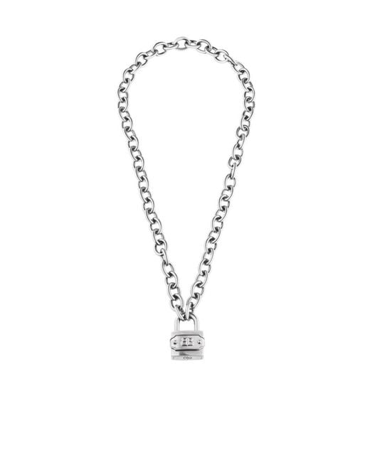Balenciaga White Bb Padlock Necklace for men