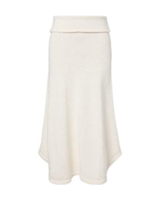 AYA MUSE White Kena Knitted Cotton Midi Skirt